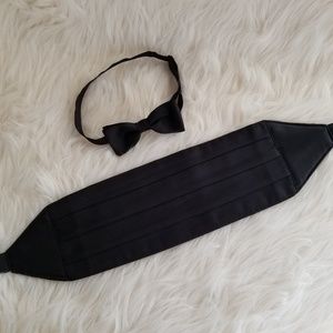 Vintage Black Satin Tuxedo Tie and Cummerbund Set